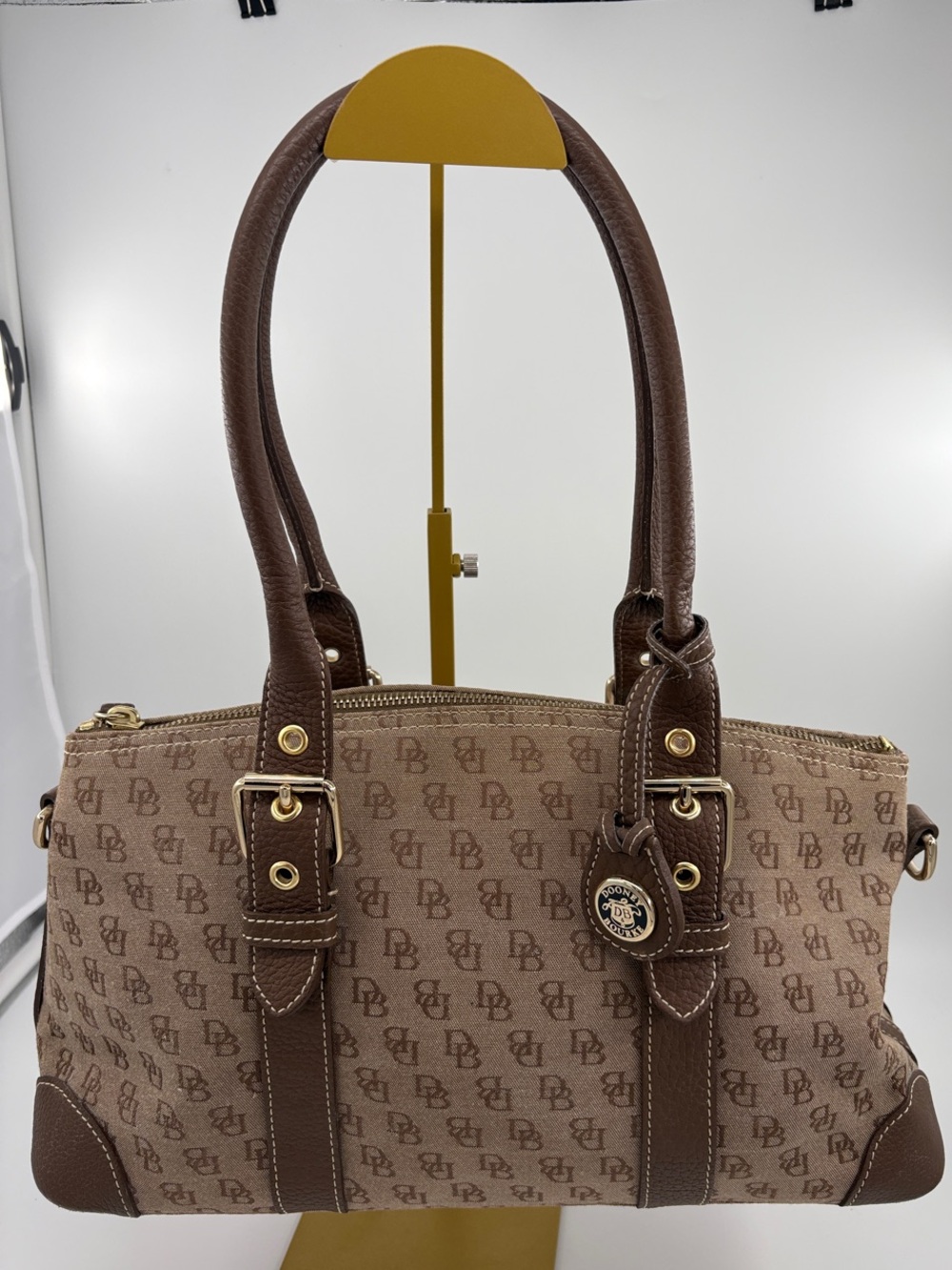 Dooney & Bourke Brown & Tan Monogram Satchel